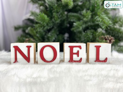 Bộ chữ NOEL xí ngầu vuông [Bằng gỗ - Dày] CHU-GO-17